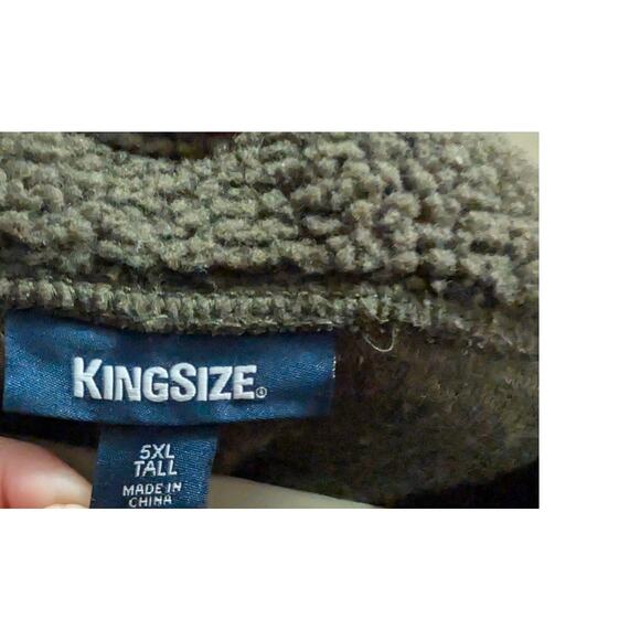 King Size Shirt Big Mens PLus Size 5X 5XT Tall Fleece Sherpa Top Green Pullover - Picture 3 of 5
